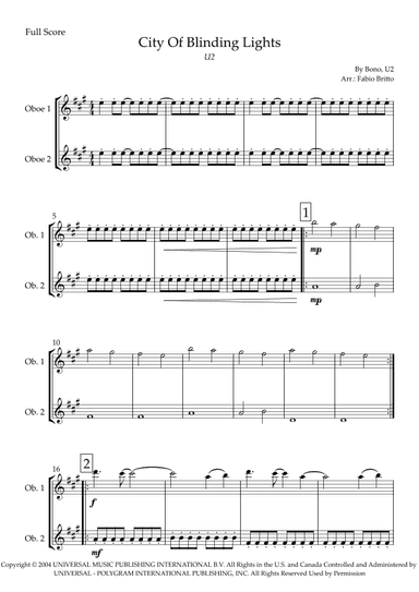 City Of Blinding Lights (arr. Fabio Britto)