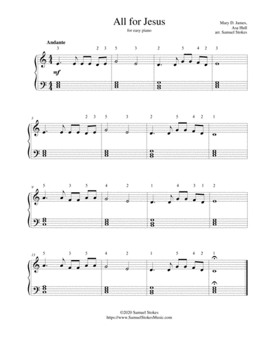 All for Jesus - for easy piano (arr. Samuel Stokes)