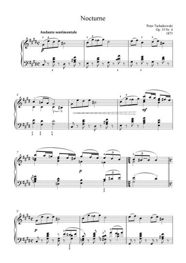 Tchaikovsky - Nocturne, Op.19 No.4 for piano solo (arr. MPS)