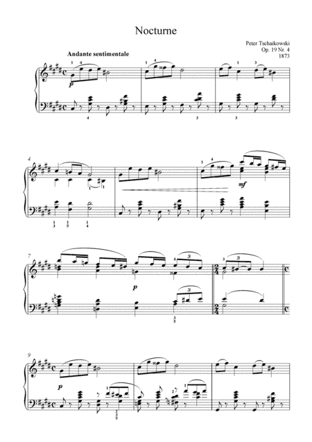 Tchaikovsky - Nocturne, Op.19 No.4 for piano solo (arr. MPS)