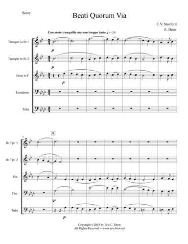 Beati Quorum Via (for Brass Quintet) (arr. Eric Drew)