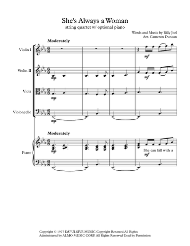 She's Always A Woman (arr. Cameron Duncan)