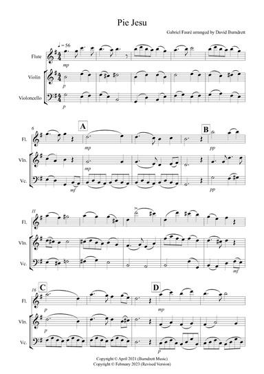 Pie Jesu for Flute, Violin and Cello Trio (arr. David Burndrett)