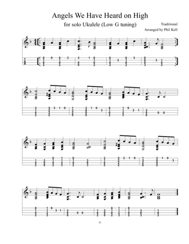Angels We Have Heard on High (Ukulele Chord-Melody Solo) (arr. Phil Kell)