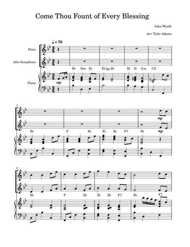 Come Thou Fount of Every Blessing (Flute and Alto Sax Duet) (arr. Tyler Adams)