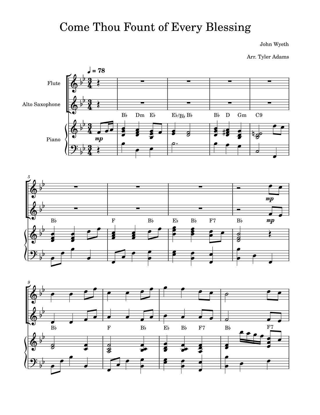 Come Thou Fount of Every Blessing (Flute and Alto Sax Duet) (arr. Tyler Adams)