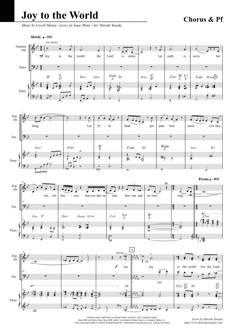 Joy To The World (arr. Hiroshi Yasuda)
