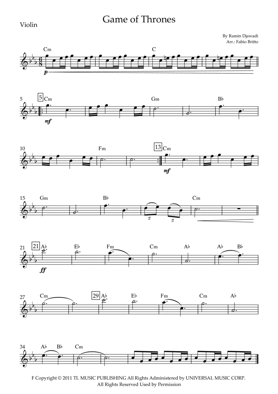 Game Of Thrones (arr. Fabio Britto)