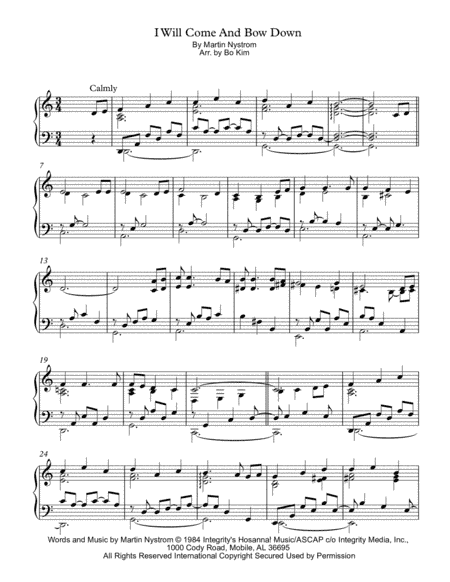 I Will Come And Bow Down (arr. Bo Kim)