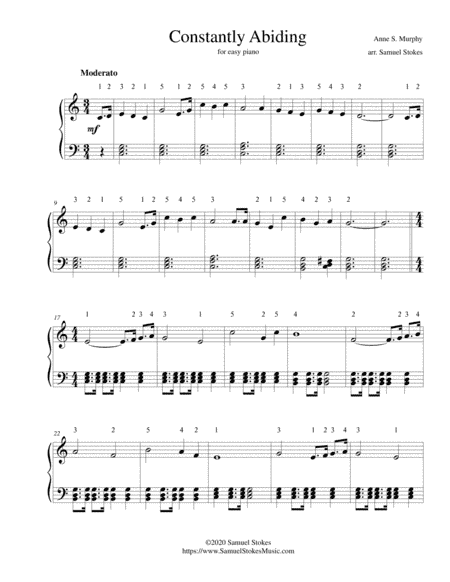 Constantly Abiding - for easy piano (arr. Samuel Stokes)