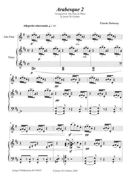 Debussy: Arabesque 2 for Alto Flute & Piano (arr. James Guthrie, ASCAP)