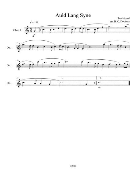 Auld Lang Syne (Oboe Solo) (arr. B. C. Dockery)