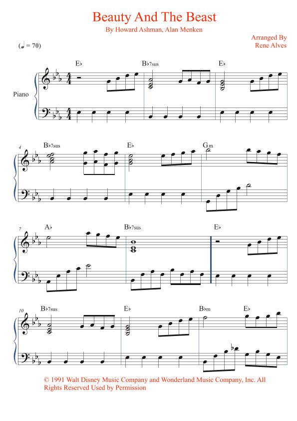 Beauty And The Beast (arr. Rene Alves)