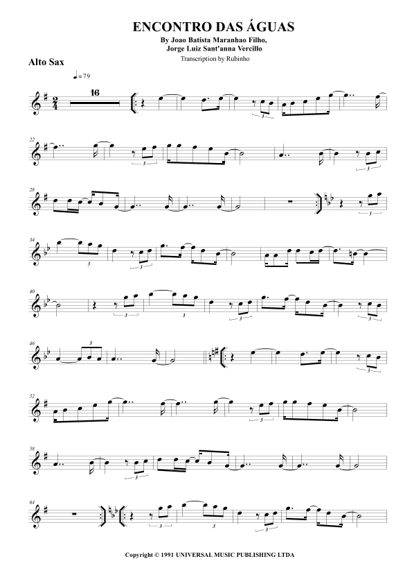 Encontro Das Aguas (arr. Rubinho)