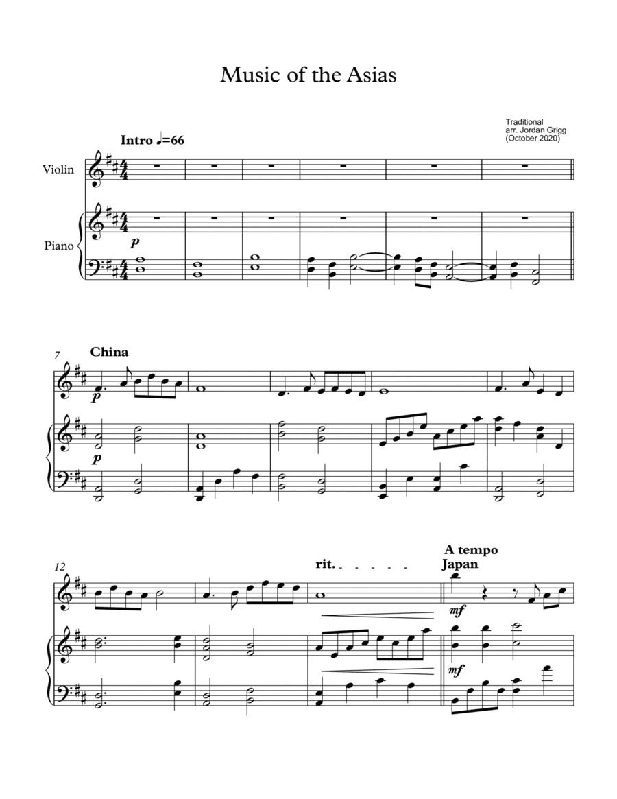 Music of Asia (vln pno) (arr. Jordan Grigg)