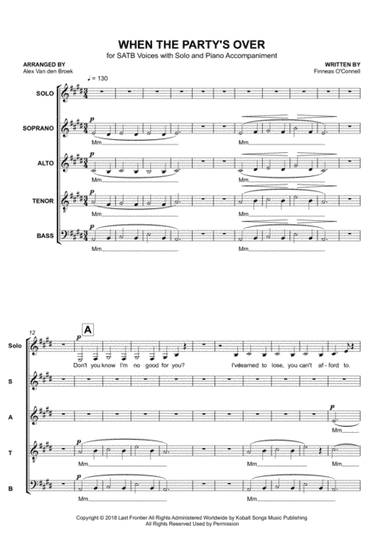 When The Party's Over (arr. Alex Van den Broek)