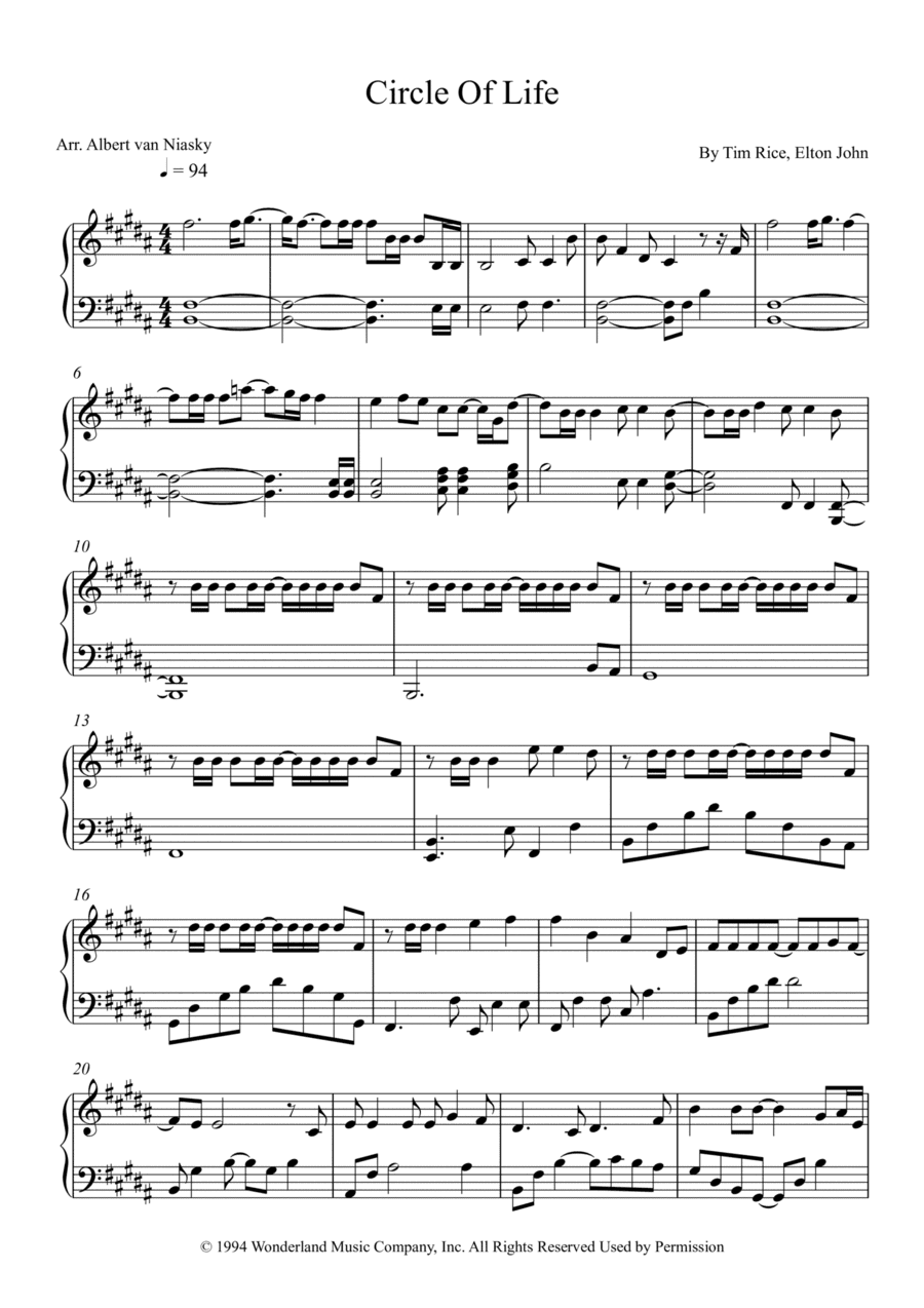 Circle Of Life (arr. Albert van Niasky)