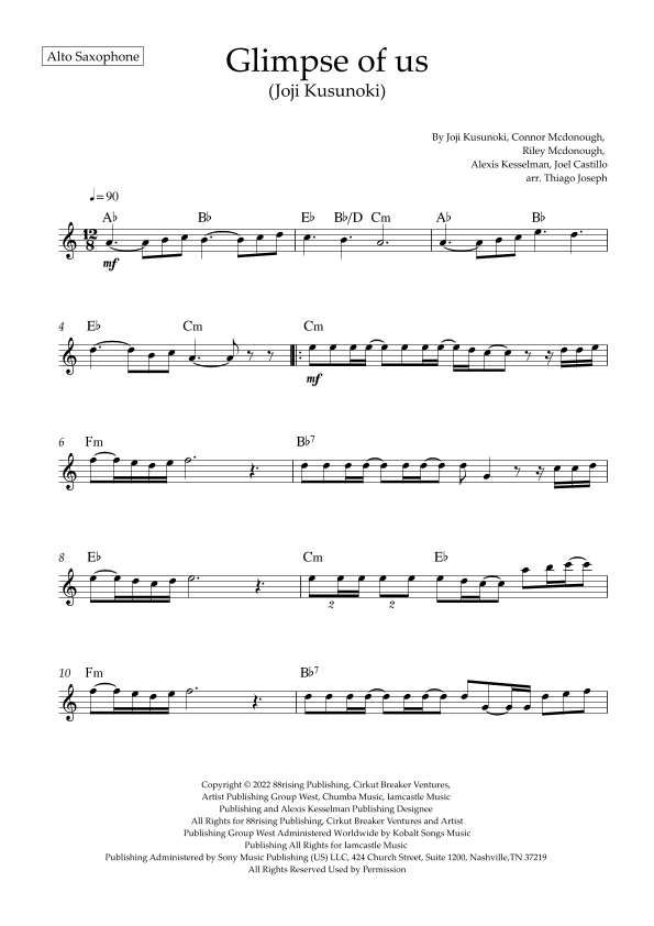 Glimpse Of Us (arr. Thiago Joseph)