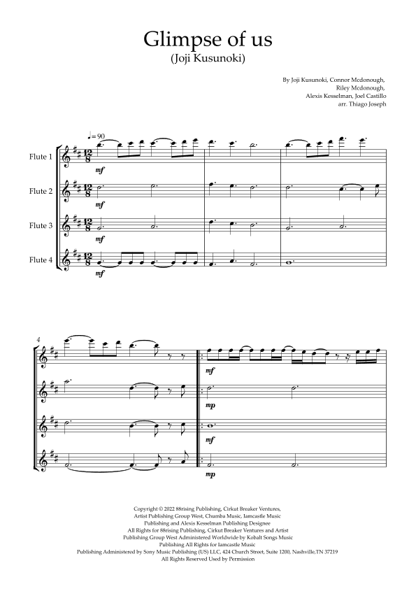 Glimpse Of Us (arr. Thiago Joseph)