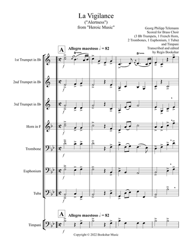 La Vigilance  (from "Heroic Music") (Bb) (Brass Choir - 3 Trp, 1 Hrn, 1 Trb, 1 Euph, 1 Tuba, Timp) (arr. Regis Bookshar)