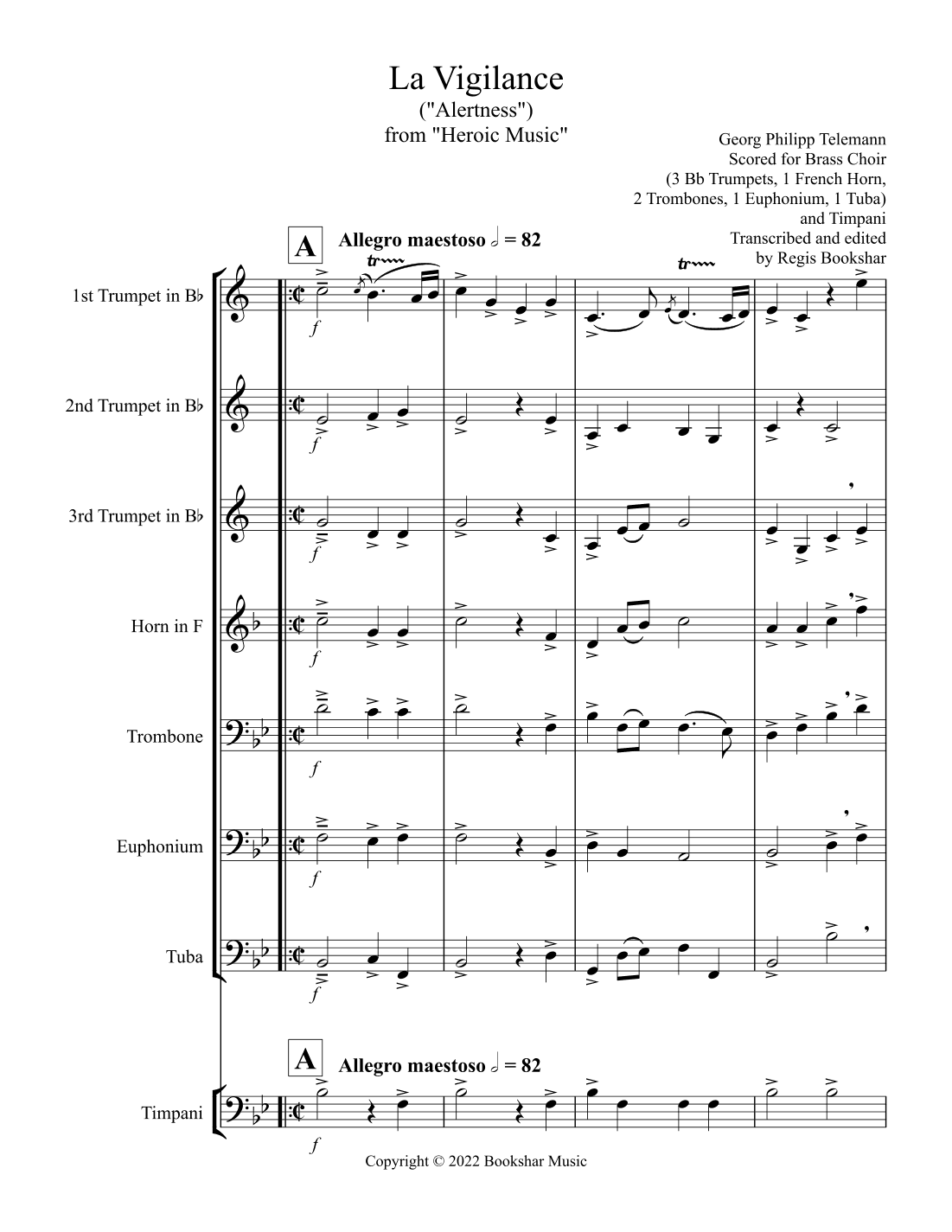 La Vigilance  (from "Heroic Music") (Bb) (Brass Choir - 3 Trp, 1 Hrn, 1 Trb, 1 Euph, 1 Tuba, Timp) (arr. Regis Bookshar)