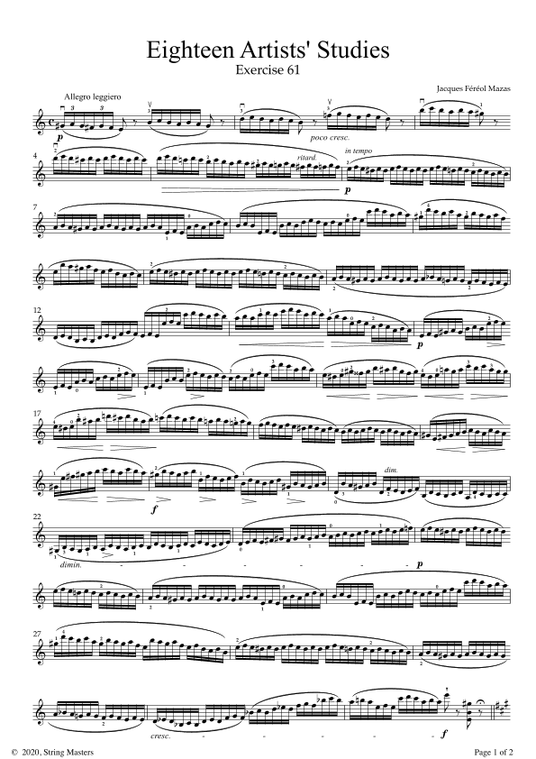 Mazas 75 Melodious & Progressive Studies Op 36, Book 3, No.61 (arr. String Masters)