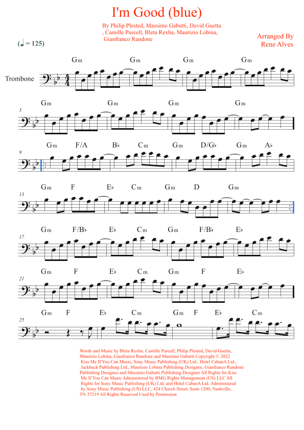 I'm Good (blue) (arr. Rene Alves)