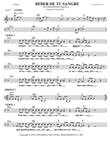 Beber De Tu Sangre (arr. Jorge Juárez)