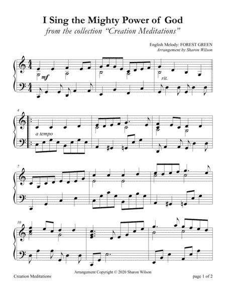 I Sing the Mighty Power of God (FOREST GREEN; Large Print Version) (arr. Sharon Wilson)