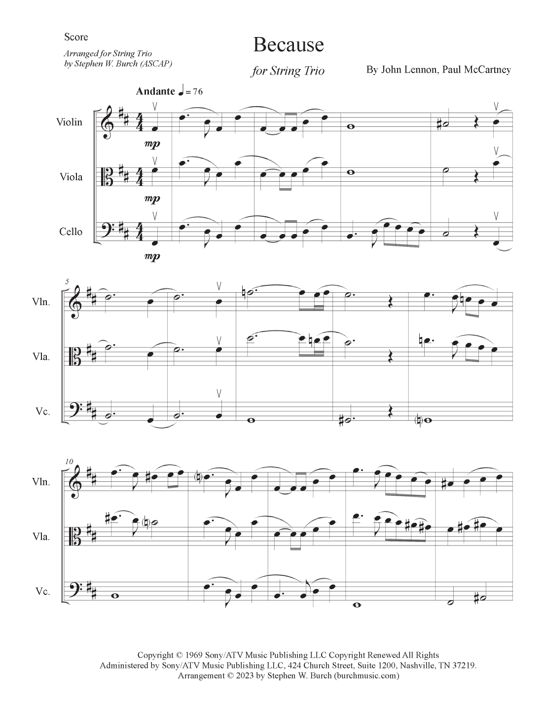 Because (arr. Stephen W. Burch (ASCAP))