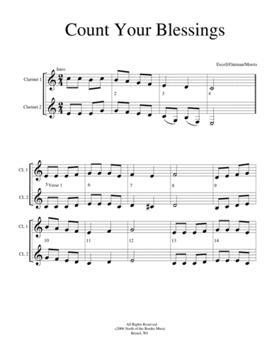 Count Your Blessings: a Clarinet Duet (arr. Sue Morris)