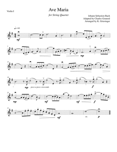 Ave Maria (Bach/Gounod) String Quartet (arr. Kathryn Griesinger)
