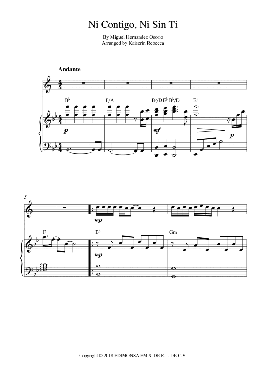 Ni Contigo Ni Sin Ti (arr. Kaiserin Rebecca)