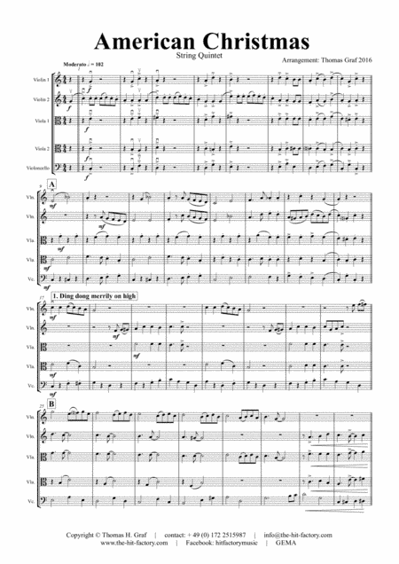 American Christmas - Mash up Rondo of best Christmas Songs - String Quintet (arr. Thomas H. Graf)