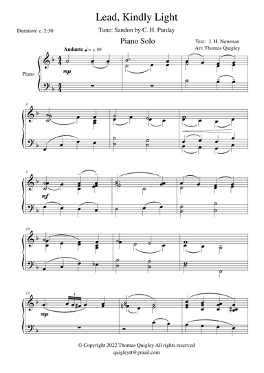 Lead, Kindly Light (arr. Thomas Quigley)