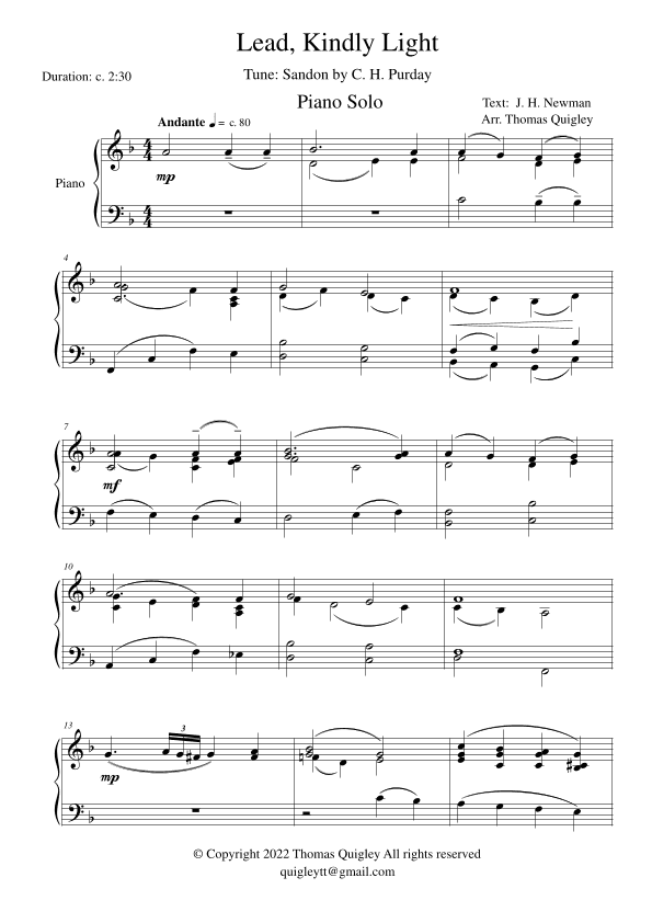 Lead, Kindly Light (arr. Thomas Quigley)