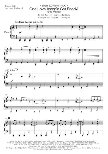 One Love (people Get Ready) (arr. Tsuyoshi Yoroiguma)