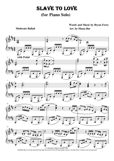 Slave To Love (arr. Diana Bar)