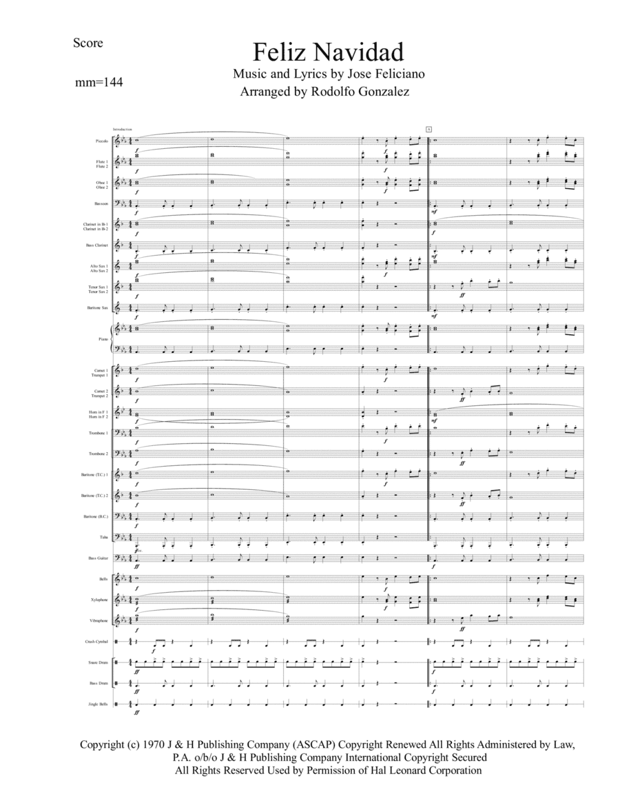 Feliz Navidad (arr. Rodolfo Gonzalez)