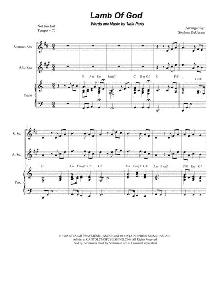 Lamb Of God (arr. Stephen DeCesare)