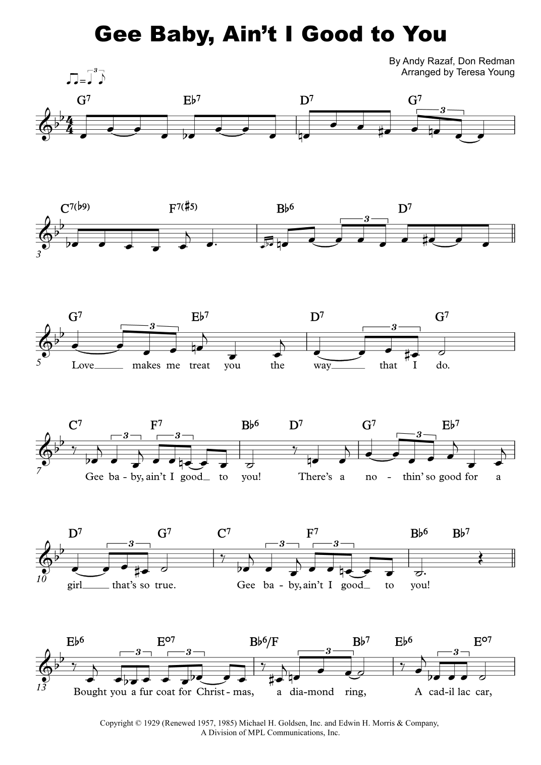 Gee Baby, Ain't I Good To You (arr. Teresa Young)