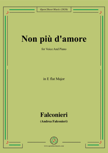 Falconieri-Non più d'amore,in E flat Major,for Voice and Piano (arr. MSM)