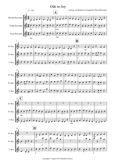 Ode to Joy for Recorder Trio (arr. David Burndrett)