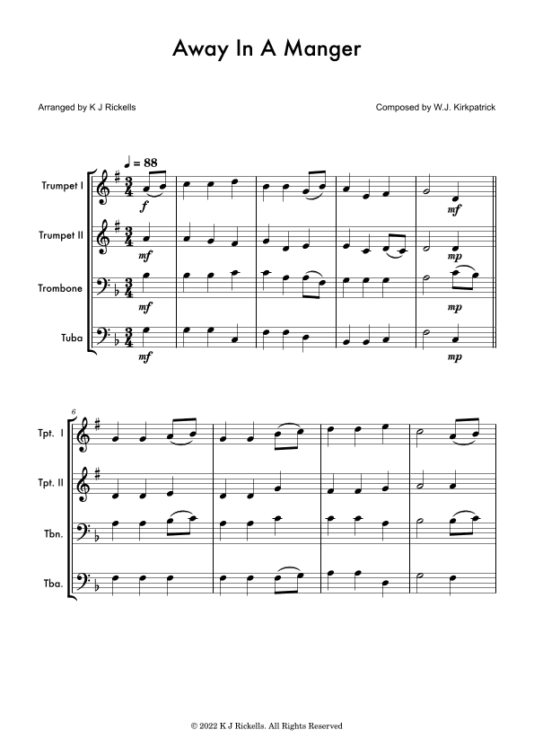 Away in a Manger - Brass Quartet (arr. K J Rickells)