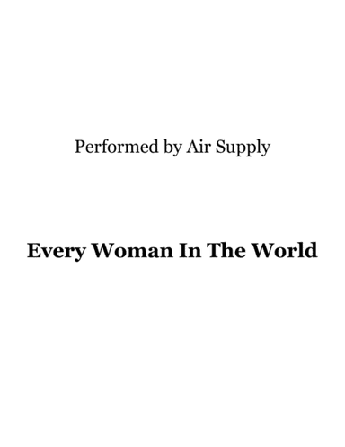Every Woman In The World (arr. Ronn M)