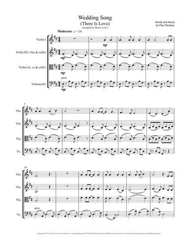 Wedding Song (There Is Love) (arr. Sherry Lewis Publishing)