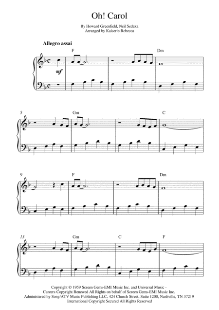 Oh! Carol (arr. Kaiserin Rebecca)