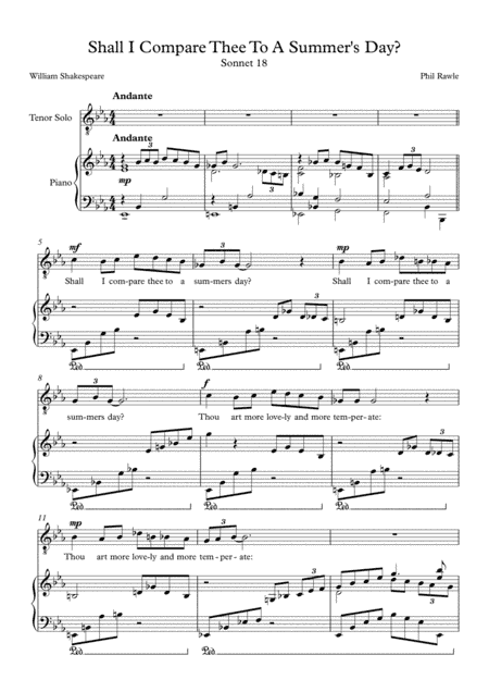 Shall I Compare Thee To A Summer's Day? - Tenor Solo