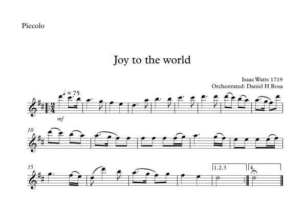 Joy to the world - Christmas Carol - Piccolo (arr. Daniel H Rosa)