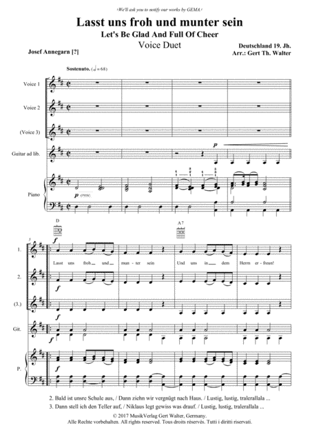 Let's Be Glad And Full Of Cheer (arr. Gert Th. Walter)